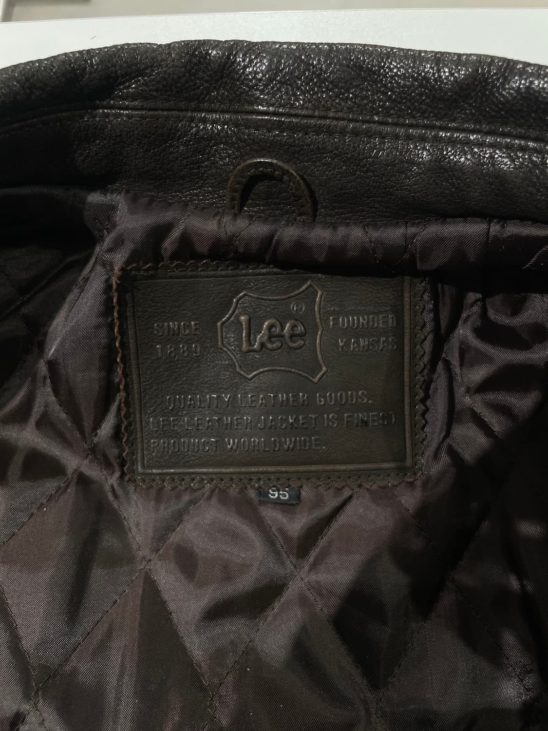 lee 다크 브라운 고트 스킨 레더 누빔 자켓 상품이미지7