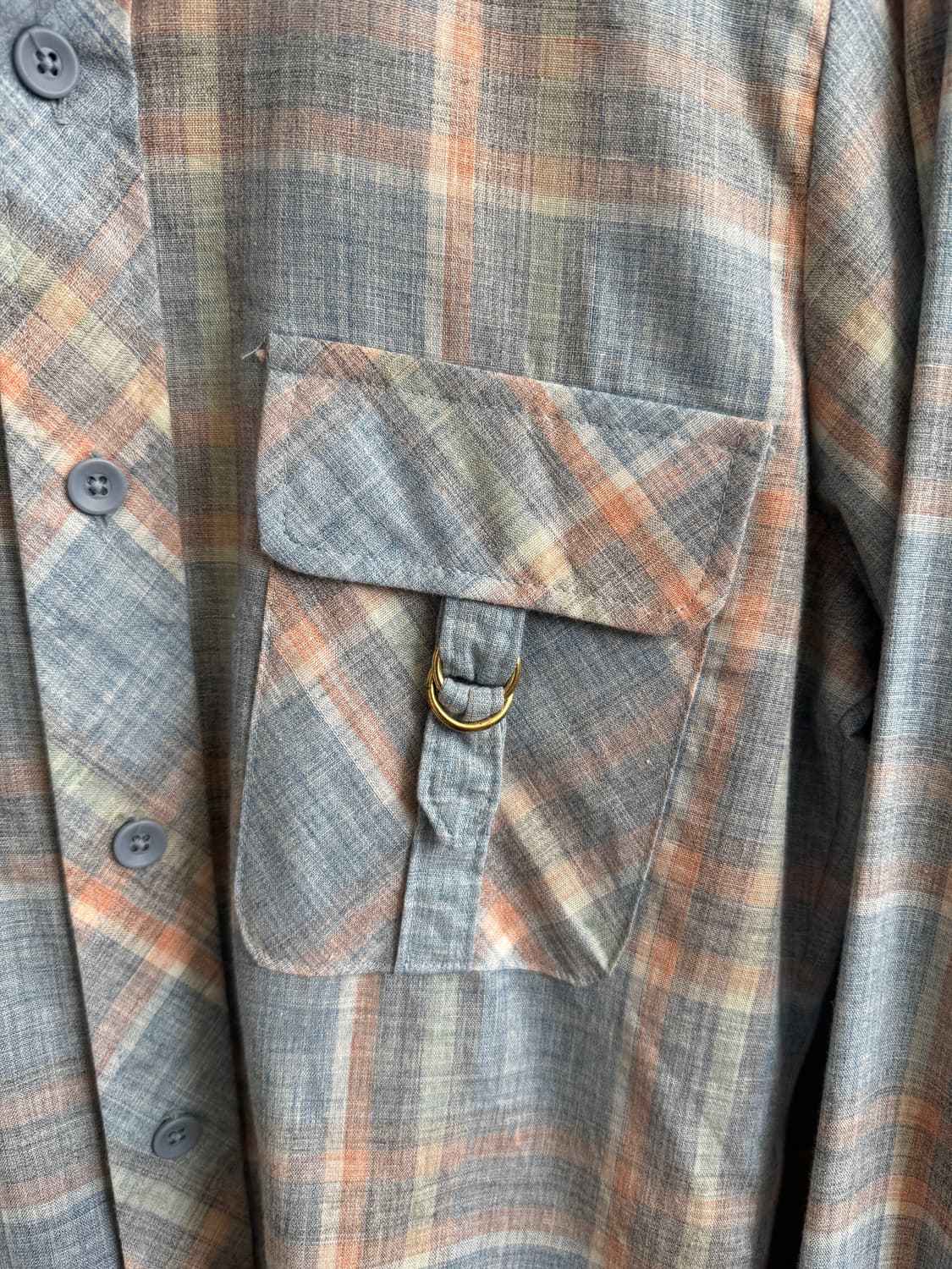 [S]70's Made in USA 체크 패턴 샴브레이 셔츠 상품이미지3