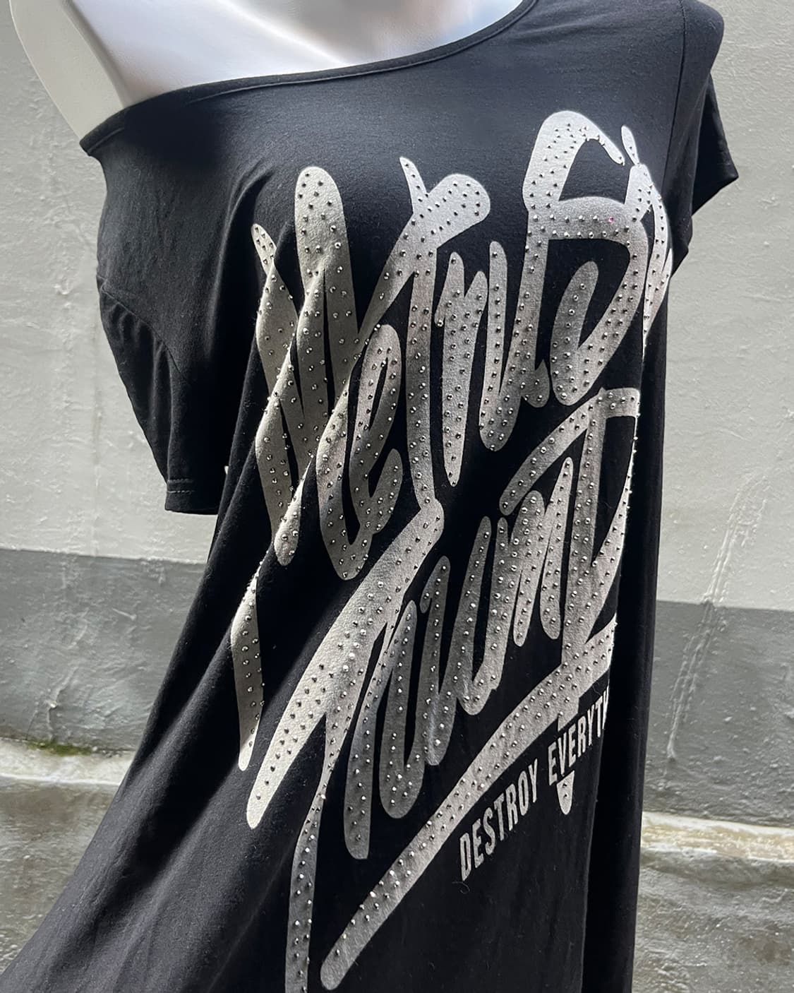 00's Rhinestone Graphic Asymmetric Tunic 상품이미지4