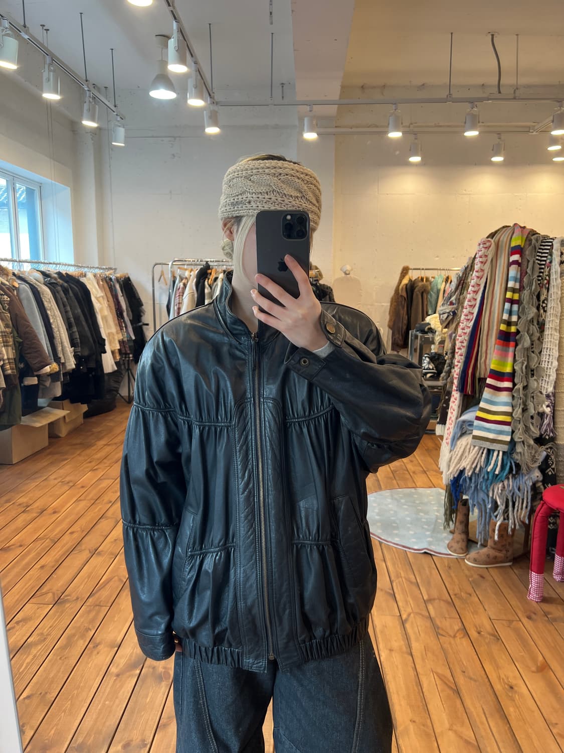 블랙 양가죽 셔링 자켓 상품이미지1