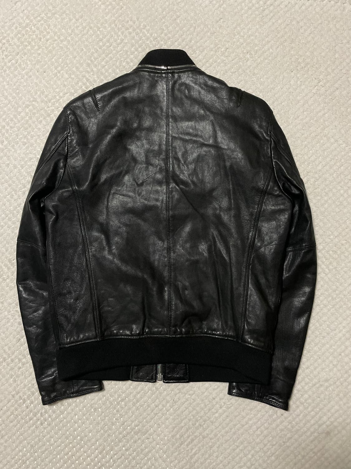 커스텀 멜로우 웨스턴 무드 염소가죽 절개 레더 블루종 자켓 상품이미지2