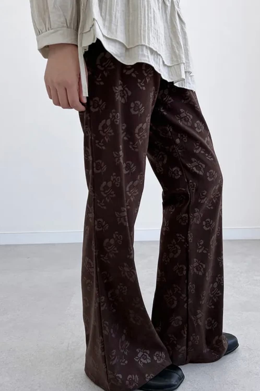 에이블리) 자가드 빈티지 부츠컷 롱 밴딩팬츠 상품이미지1