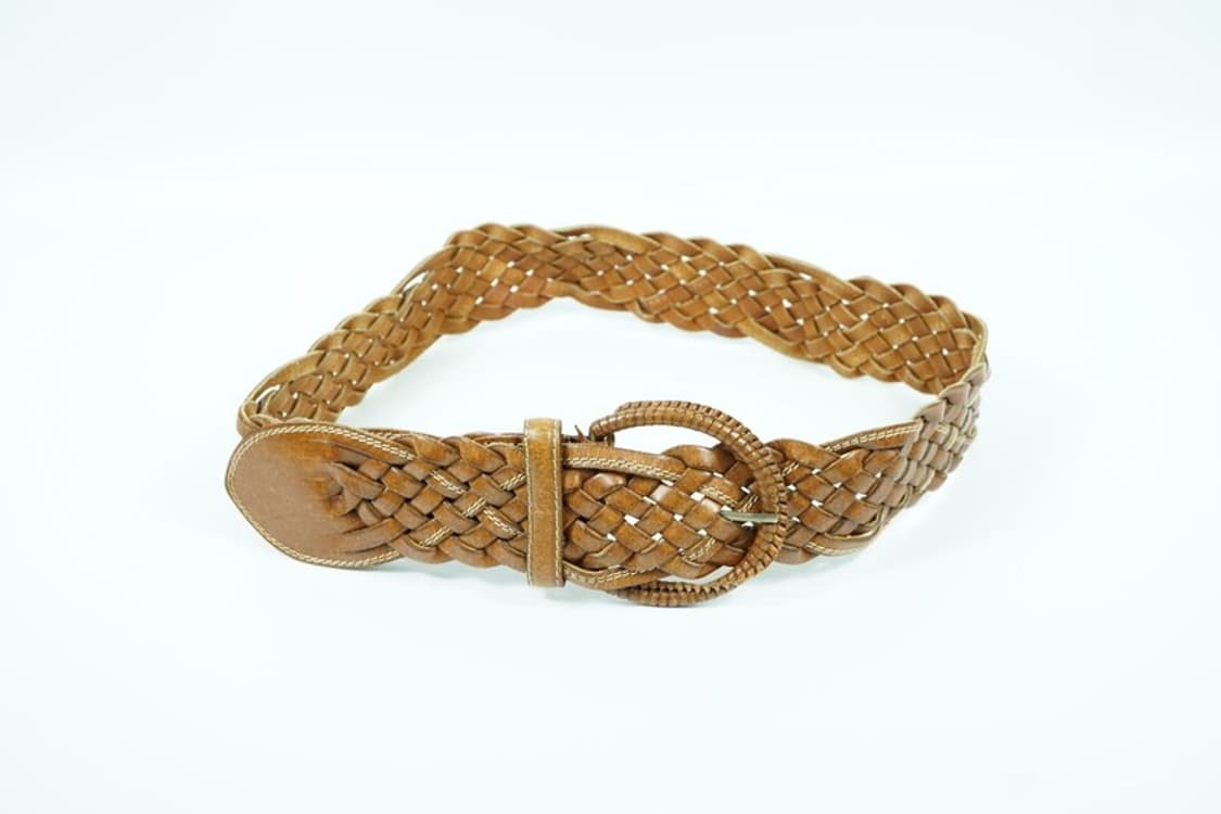 카멜 브라운 레더 위빙 꼬임 벨트 상품이미지4