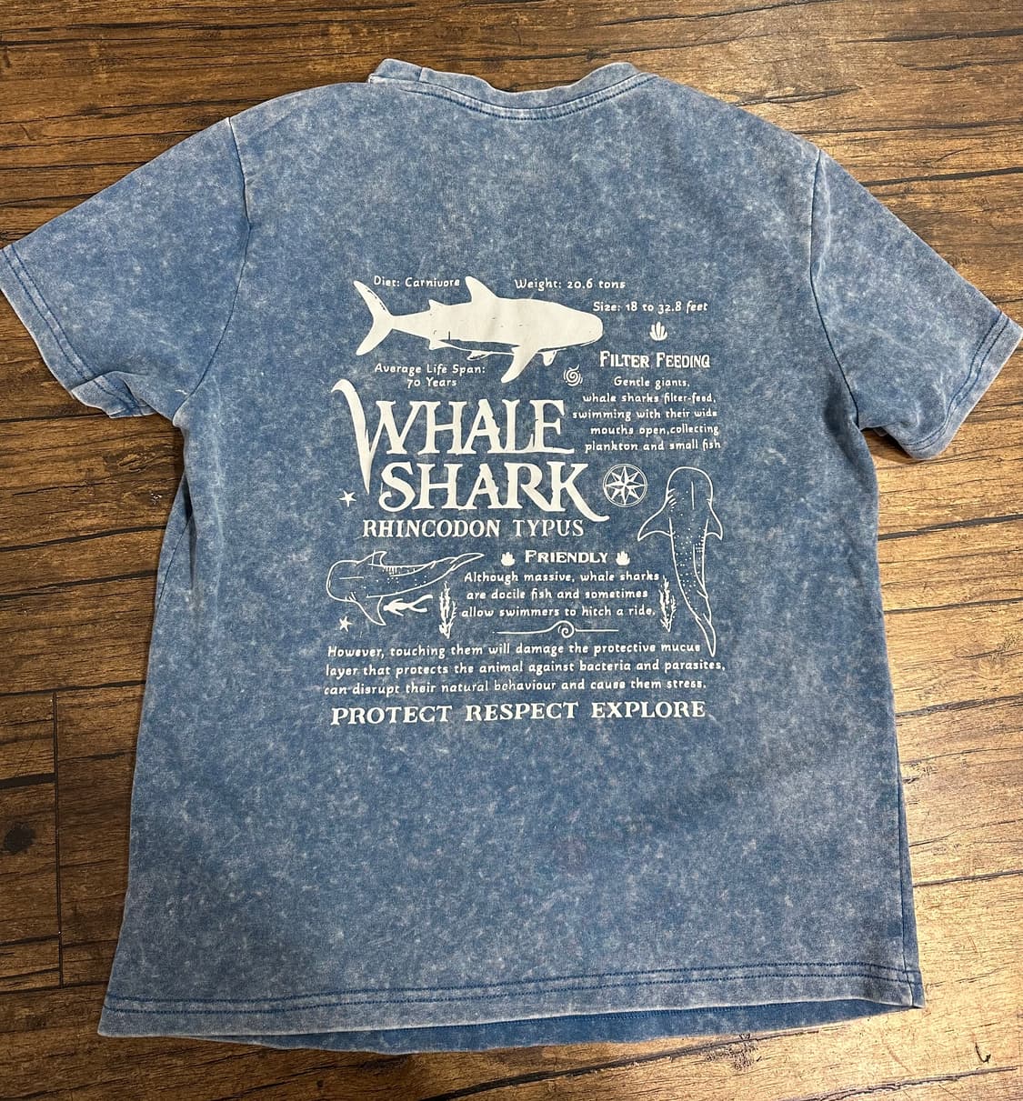 상어 프린팅 빈티지 반팔티셔츠 L사이즈 상품이미지3