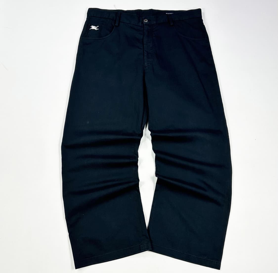 34 버버리 골프 자수로고 와이드 코튼 치노팬츠 블랙 상품이미지2