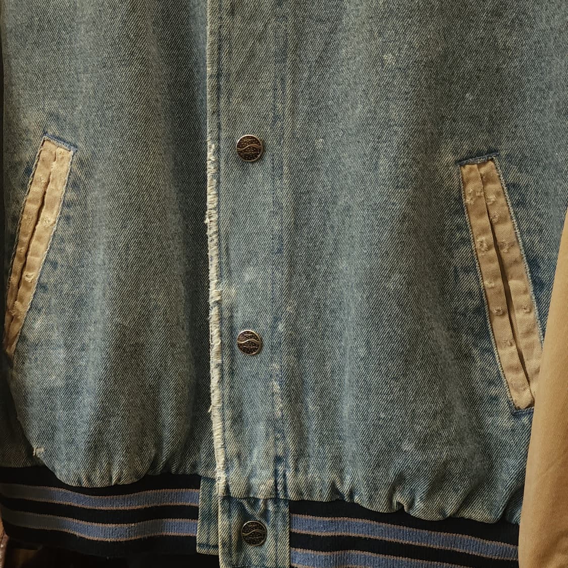 90s 빈티지 데님 바시티 자켓 연청 블루종 자켓 s 상품이미지7