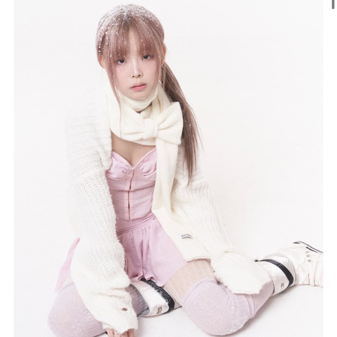 핀쿠노마루 미니 리본 머플러 아이보리 상품이미지4