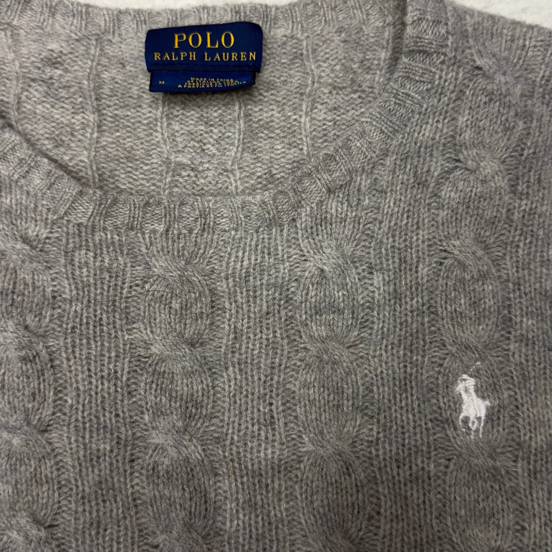 [M] 폴로 베이지그레이 케이블 울 니트 상품이미지5