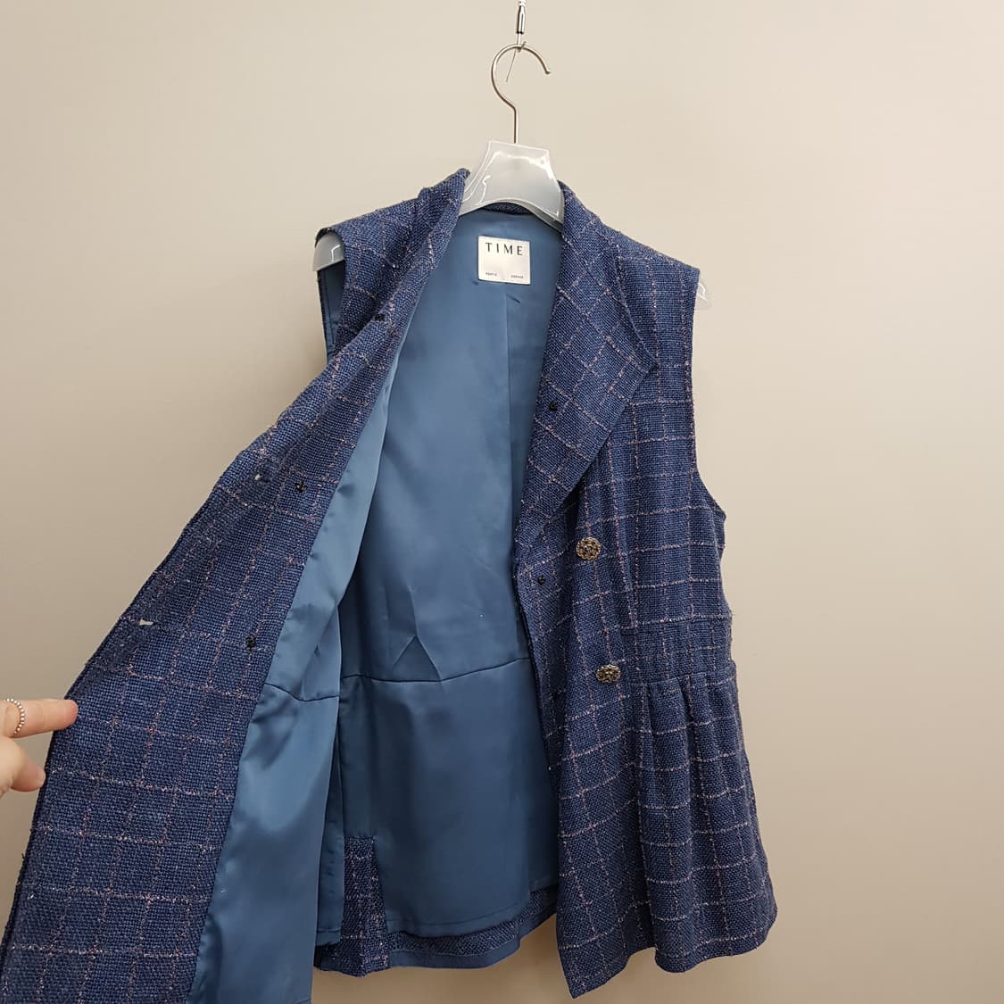 한섬 타임 2020 트위드 플리츠 디테일 베스트 F사이즈 상품이미지5