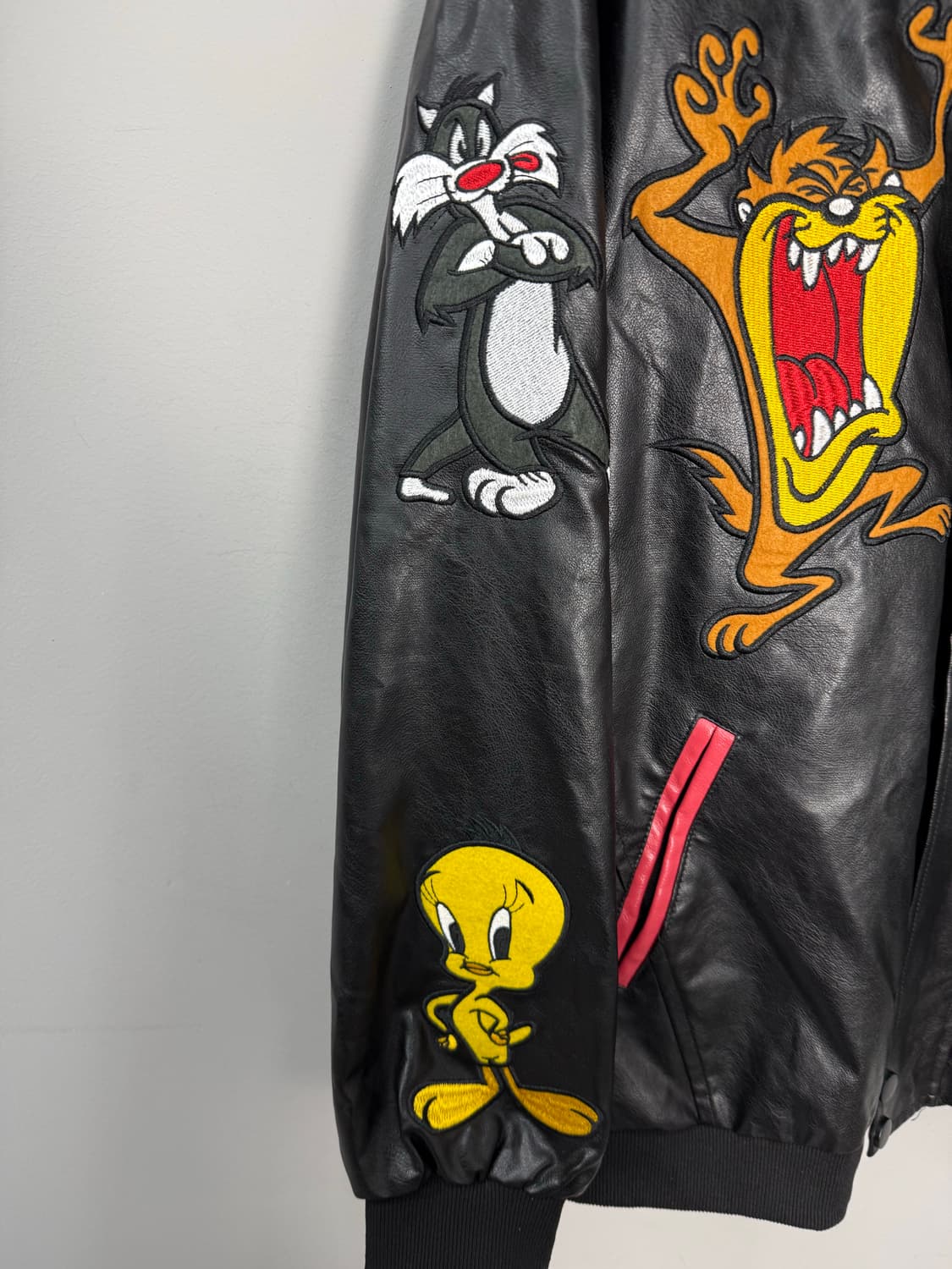 빈티지 루니툰즈 카툰 로고 레더 자켓 H2031 상품이미지6