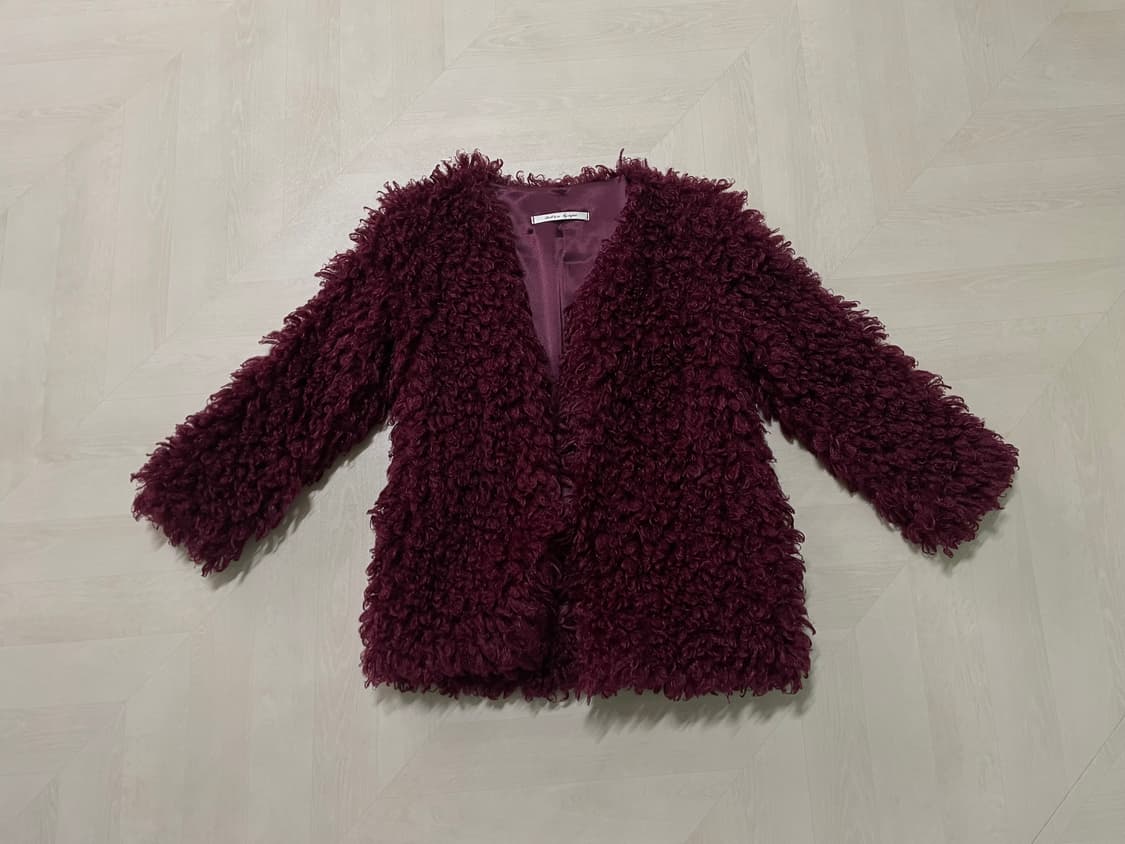 와인색 자주색 퍼 자켓 상품이미지1