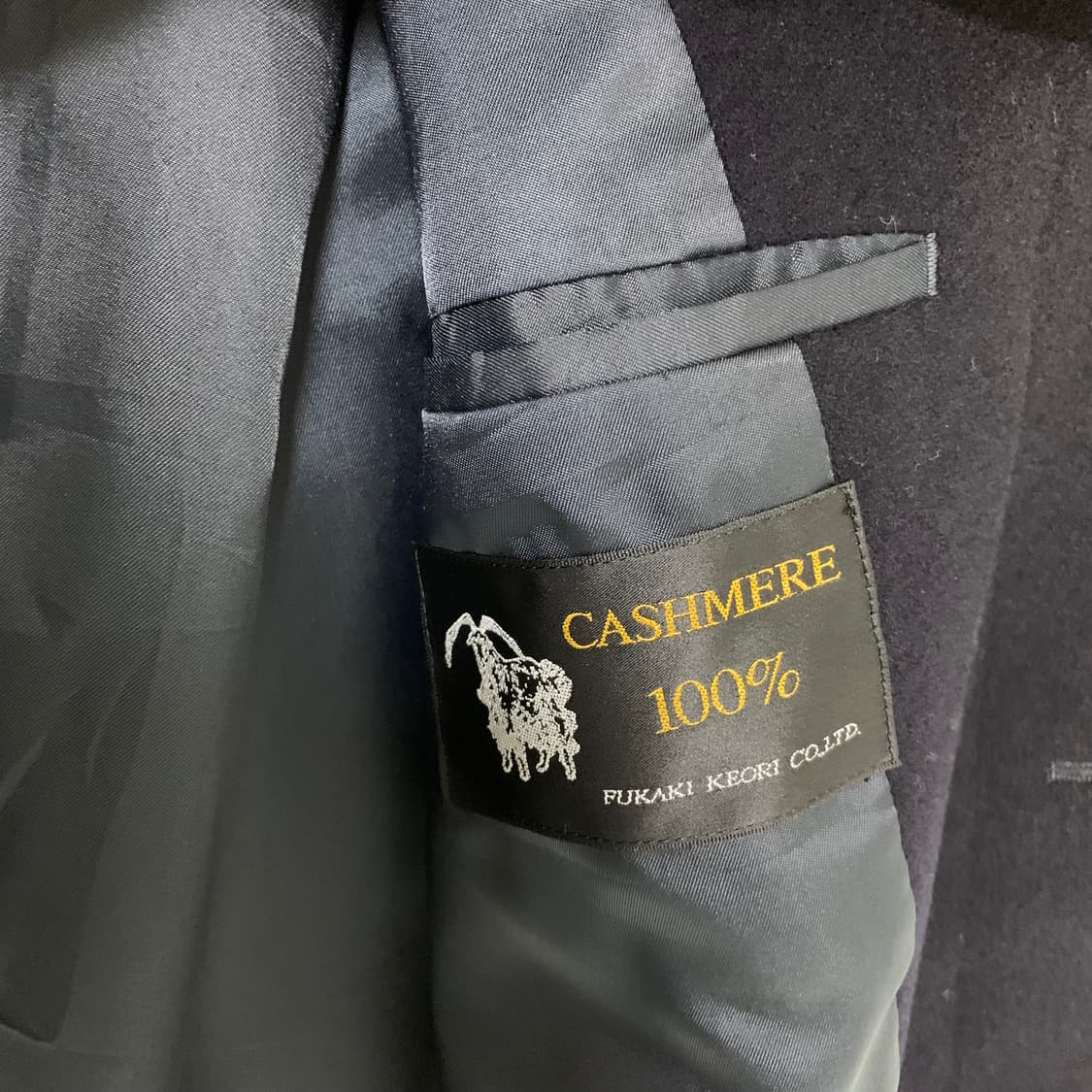 빈티지 캐시미어 100% 하프코트 다크 네이비 S 남녀공용 빈티지 상품이미지7