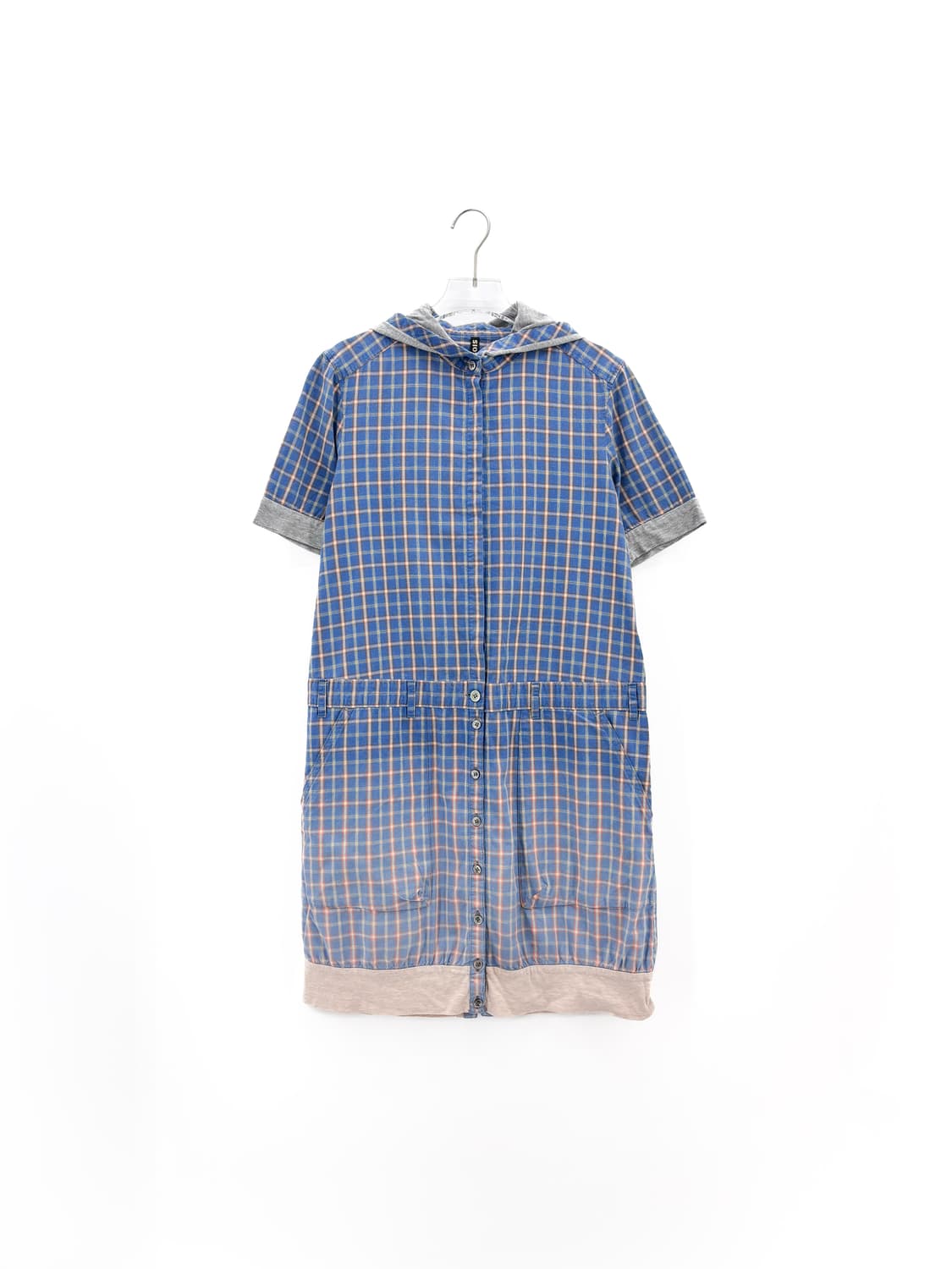 FRAPBOIS 체크 반팔 후드 원피스 자켓 상품이미지1