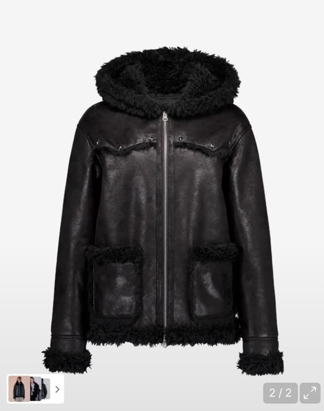 셋업이엑스이 후드 무스탕 자켓 블랙 상품이미지1