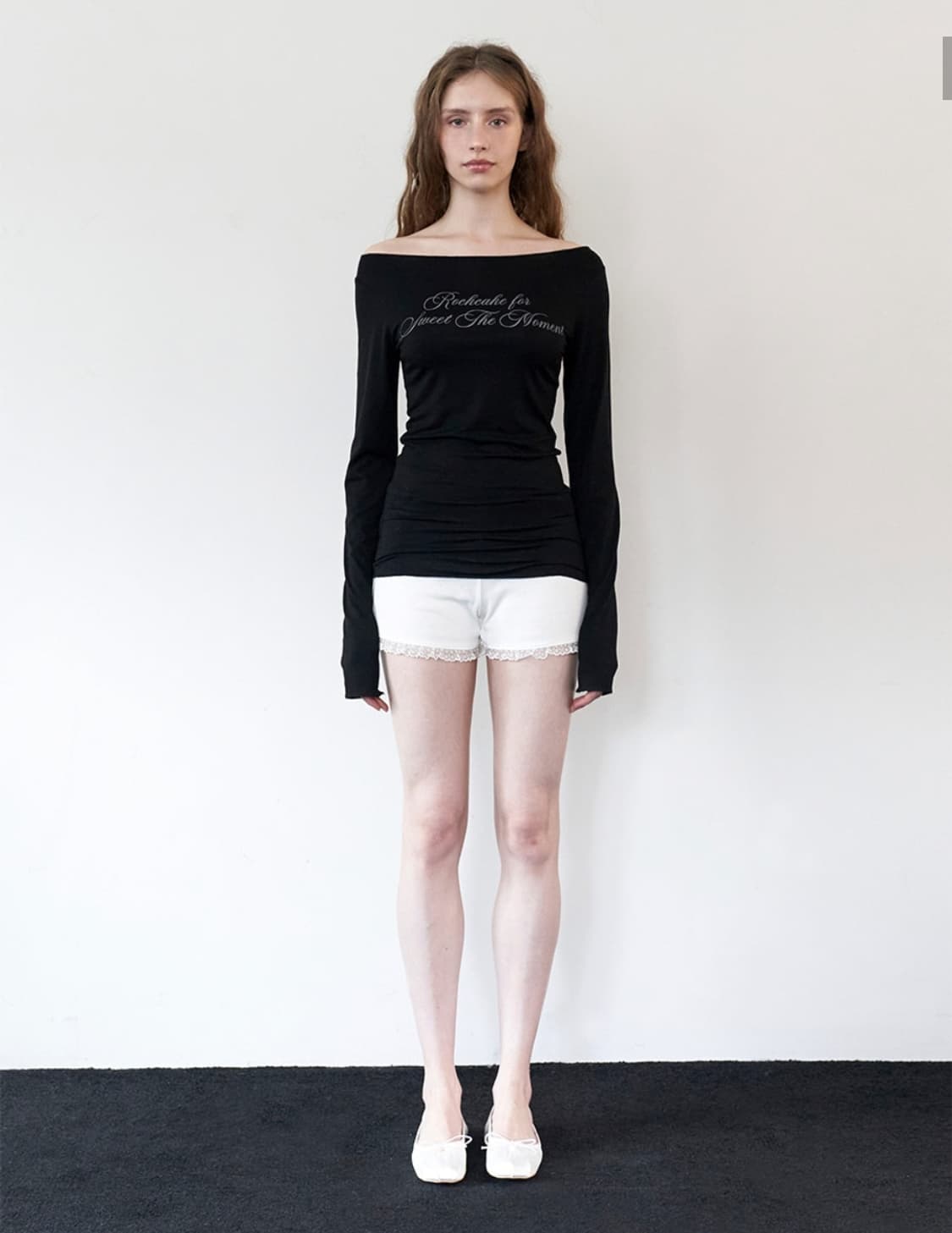 락케이크 Cursive Mesh Top 블랙 상품이미지2