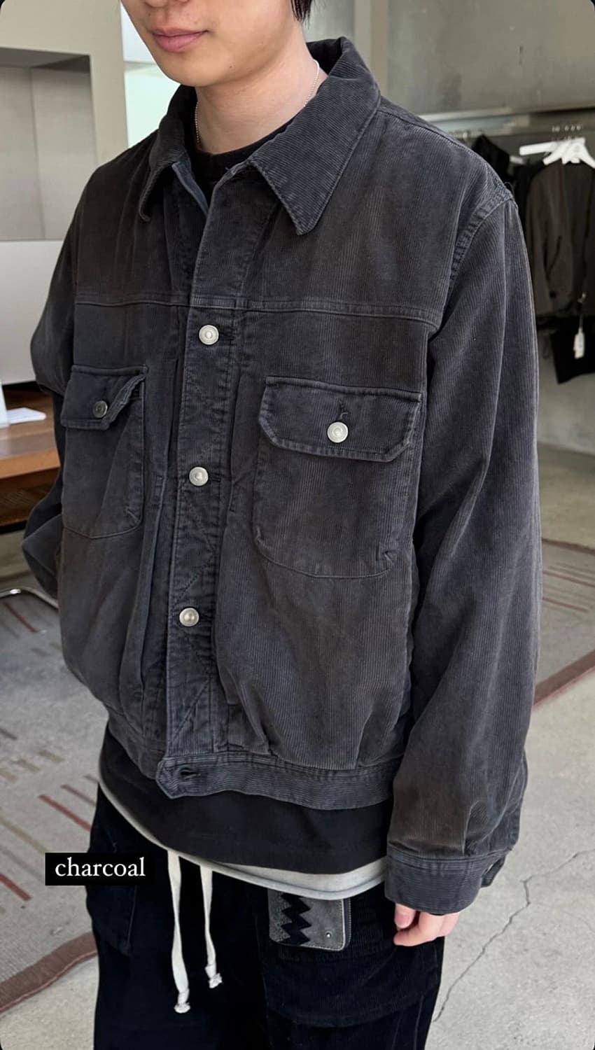 4) 폴리테루 코듀로이 멀티 페이디드 트러커 차콜 상품이미지4