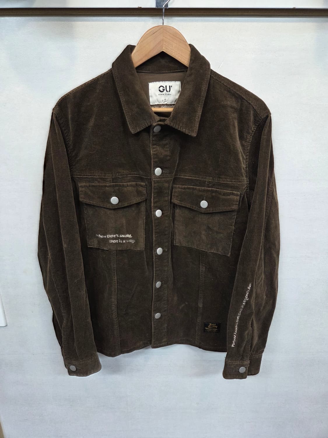 Gu 레터링 옆트임 코듀로이 셔츠자켓 100 상품이미지1