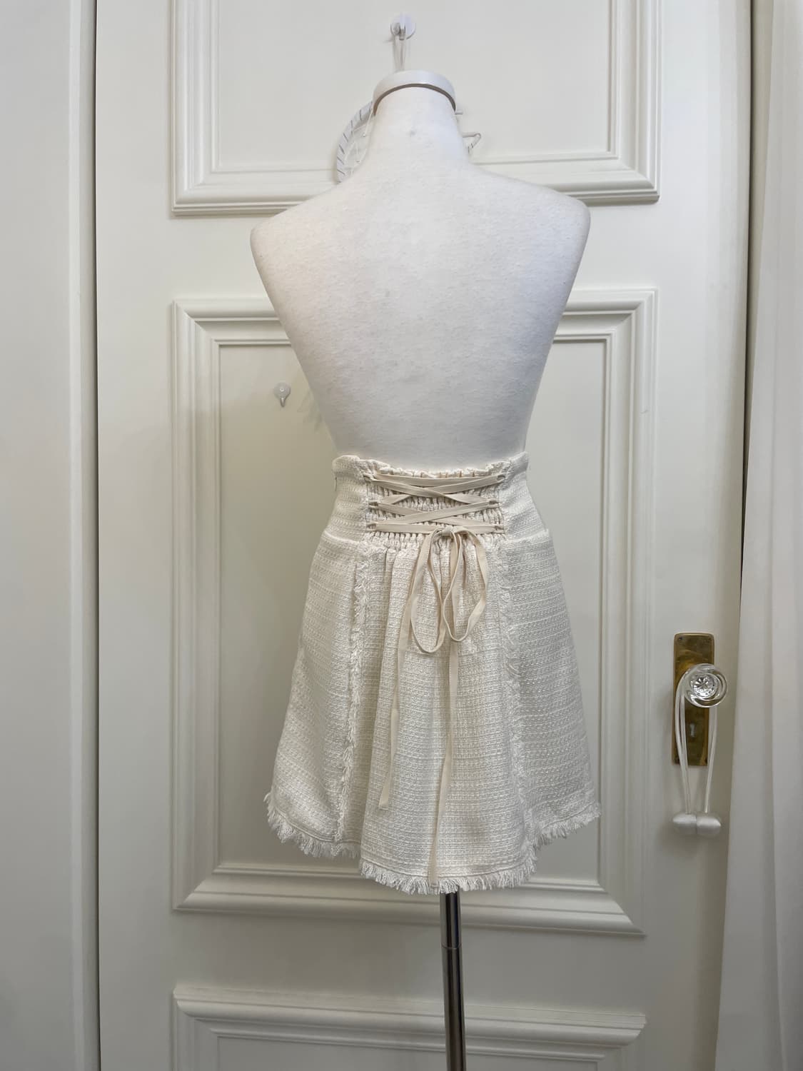 ivory tweed back lace-up mini skirt 상품이미지3