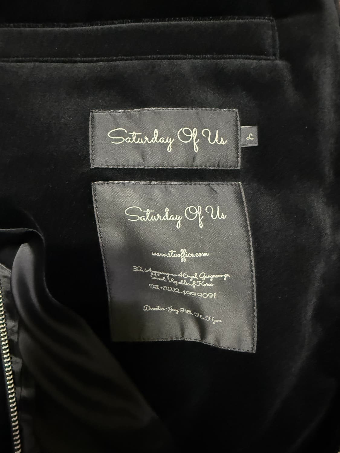 STU 벨벳 집업 자켓 블랙 (L) 상품이미지3