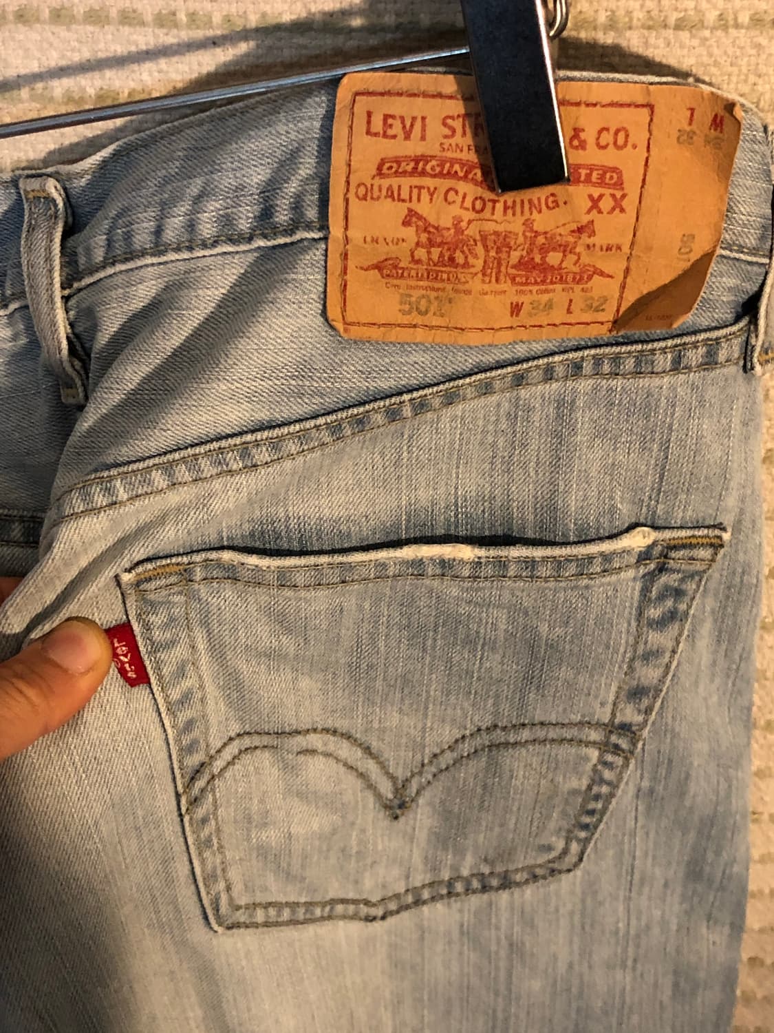 빈티지 리바이스 501 연청 데님 34x32 상품이미지3