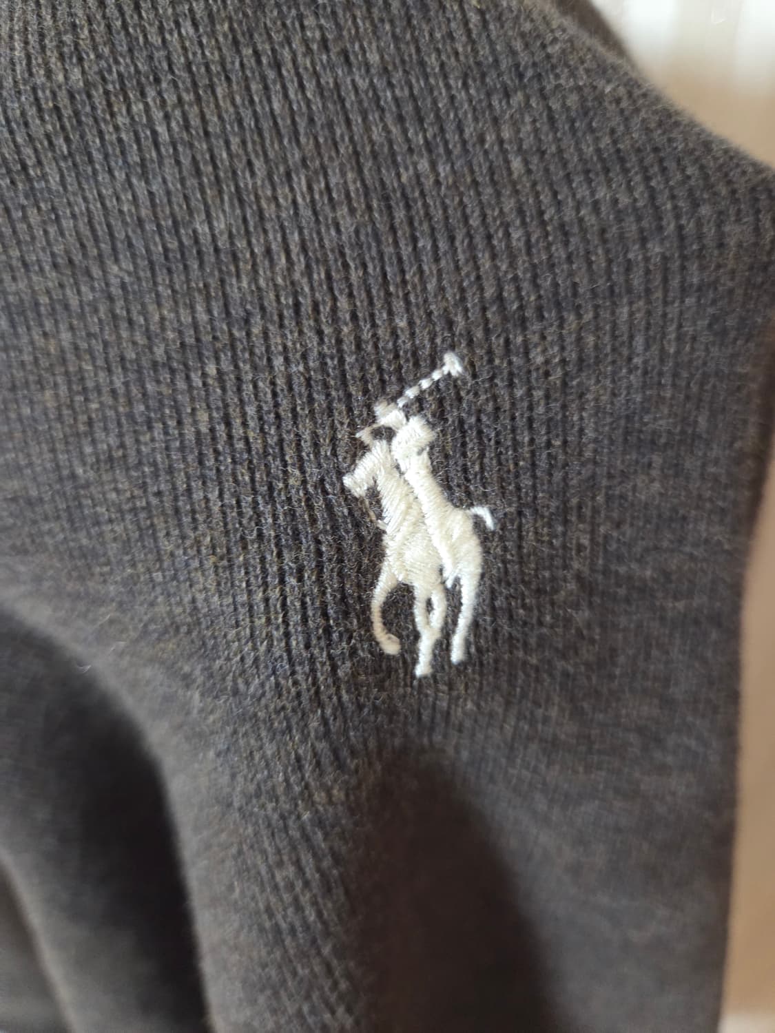 폴로 반집업 코튼 니트 브라운 색 상품이미지2