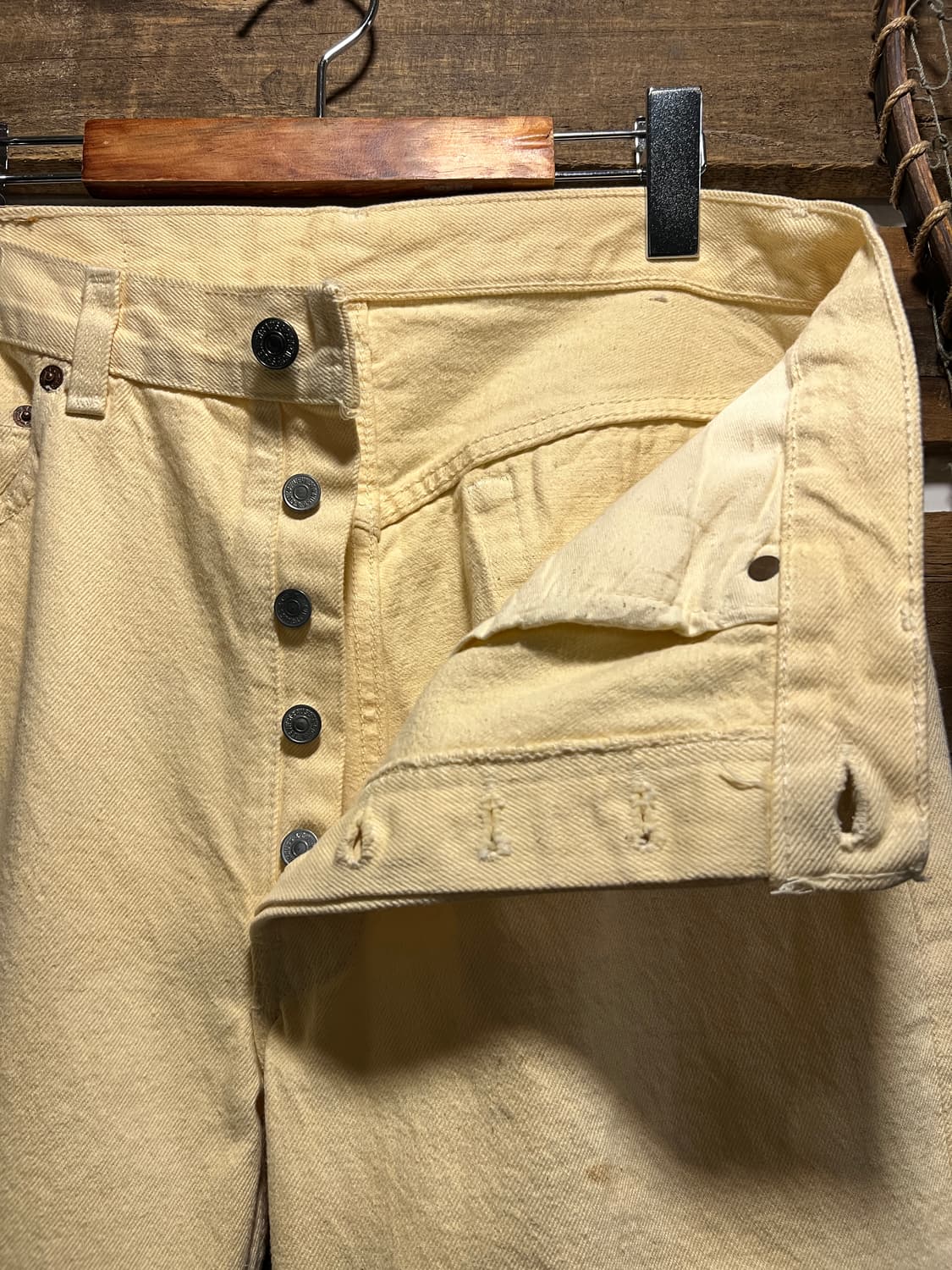 [34]90's 리바이스 501 USA 크림옐로우 데님 팬츠 S41 상품이미지3