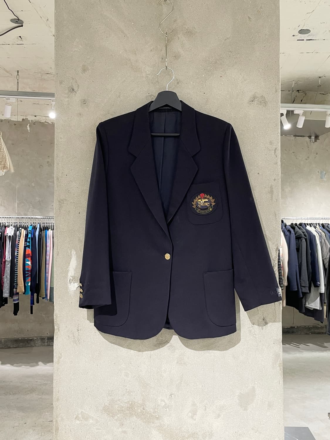 버버리 다크 네이비 크레스트 로고 금장 1B 블레이저 상품이미지1