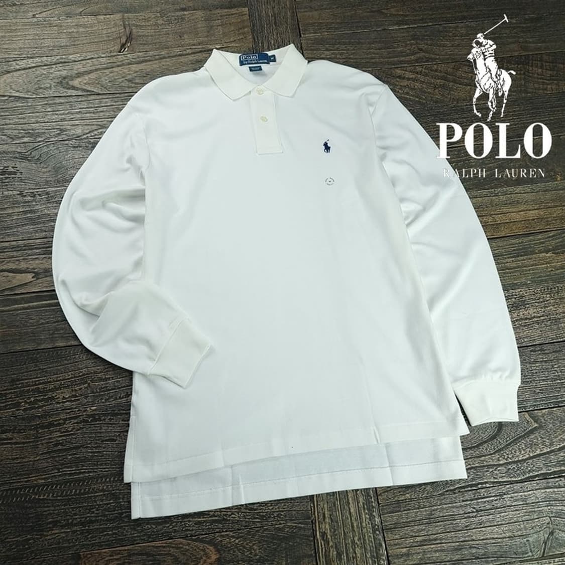 [폴로 랄프로렌] 포니 로고 자수 긴팔 카라티 화이트 M19495 상품이미지1