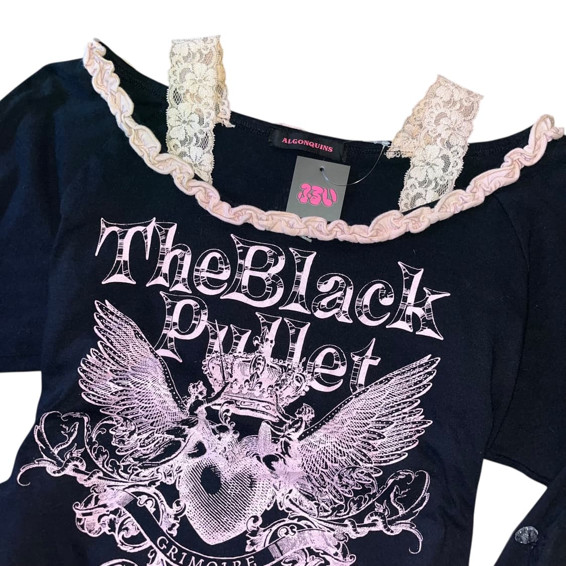 ALGONQUINS 알곤퀸즈 레이스어깨끈 프린팅 긴팔티 갸루y2k펑크키치 상품이미지3