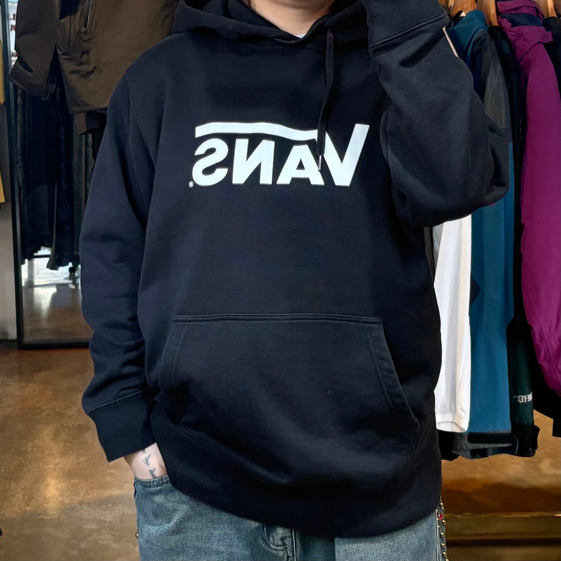 반스 블랙 후드 상품이미지1