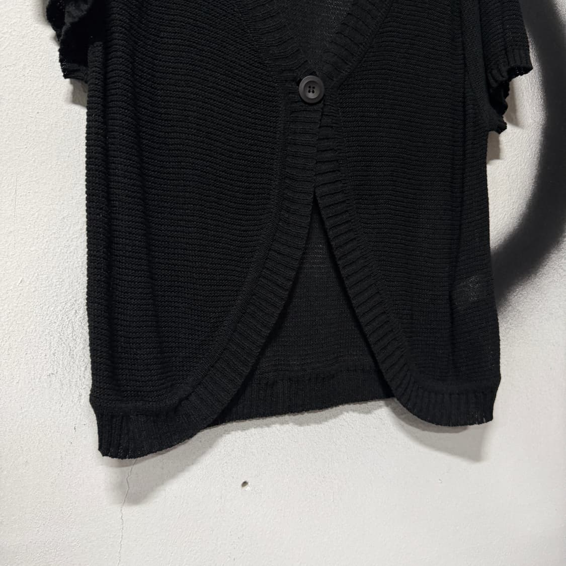 VTG 빈티지 블랙 모리 원버튼 레이어드 반팔 니트 가디건 상품이미지5