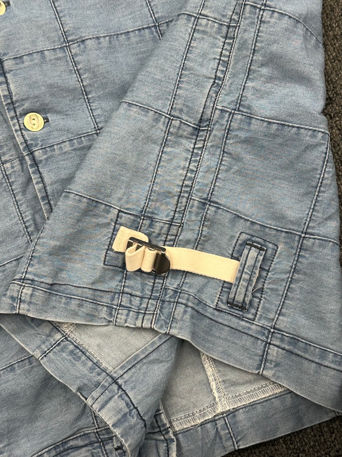 XL)Avirex vintage USN 로고 샴브레이 반팔셔츠 상품이미지3