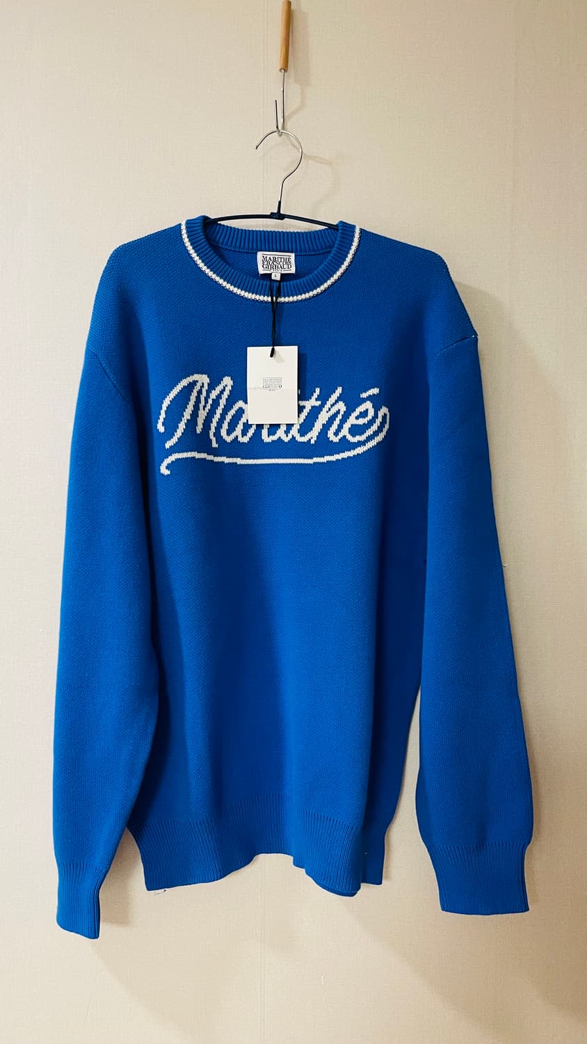 택달린 새상품) 마리떼 프랑소와 저버 레터링 블루 니트 L(110까지 가 상품이미지1