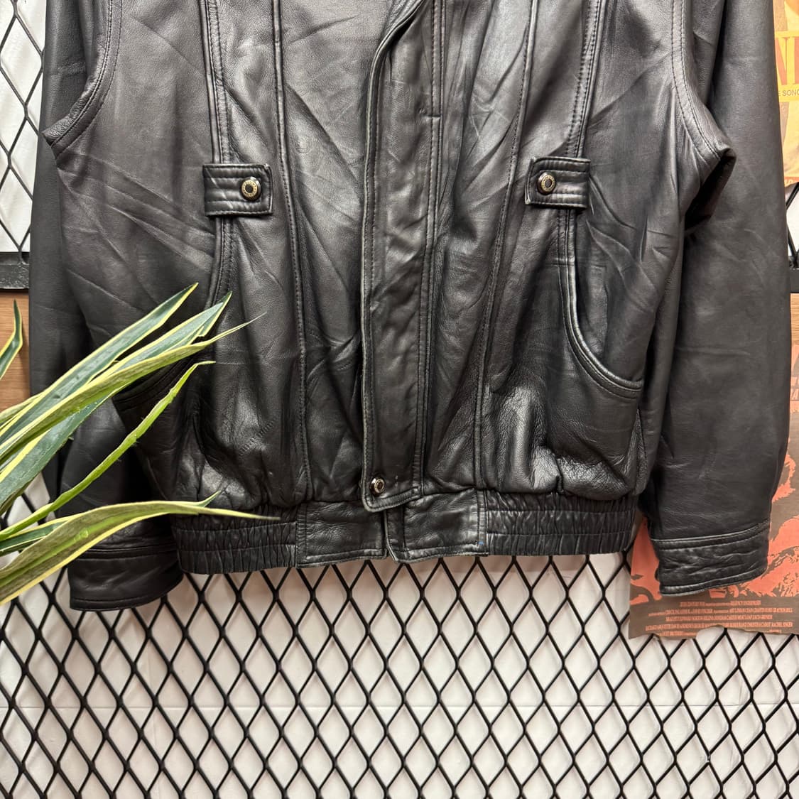 90s JPN VINTAGE 양가죽 레더 블루종 자켓 블랙 상품이미지4