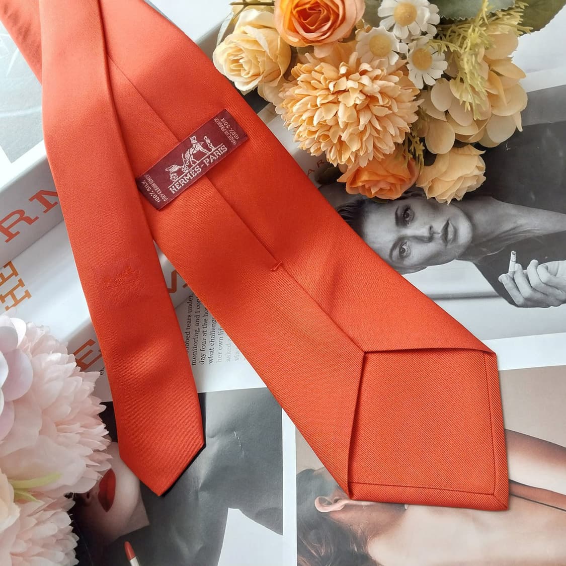 에르메스 실크 레드 솔리드 넥타이 9.4cm A+~A등급 K1530
 상품이미지5