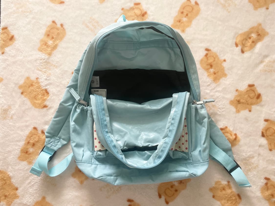 모리걸 빈티지 핀터레스트 도트 리본 백팩 🎀🩵🤍 상품이미지5