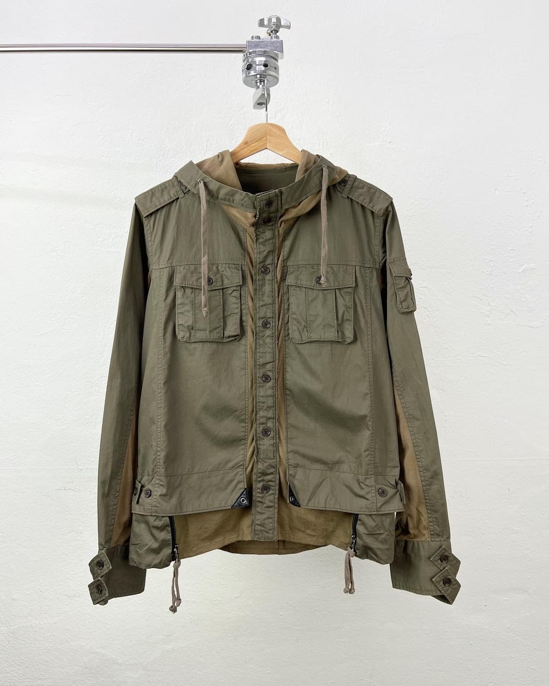 피피에프엠 카키 배색 레이어드 야상자켓  상품이미지1