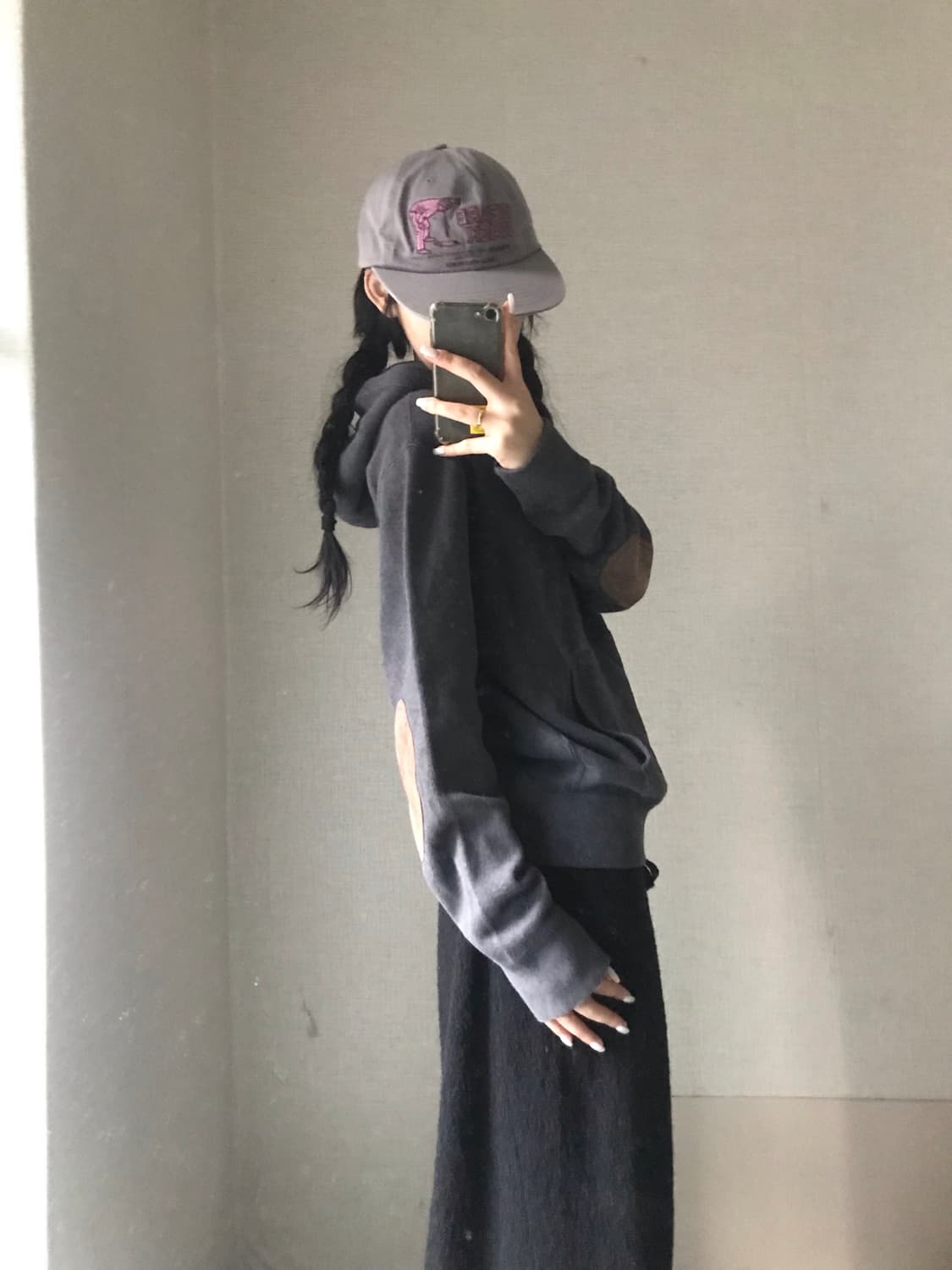 폴로 그레이 엘보패치 후드티 상품이미지3