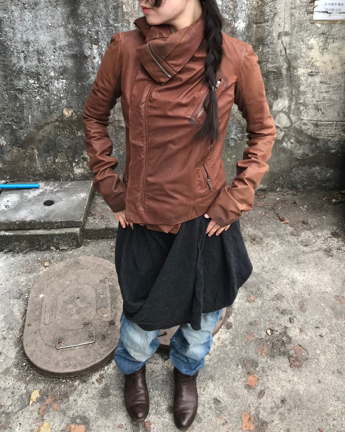 Rick Owens 2011 High Neck Leather Jacket 상품이미지3