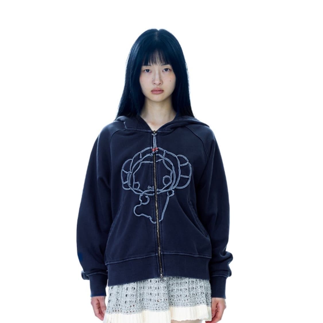 코이세이오 빈티지 테이프 후드집업 네이비 상품이미지1