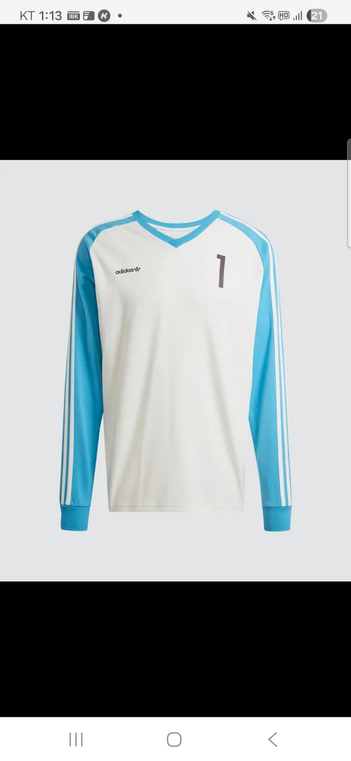 (2XL)아디다스 롱슬리브 저지 - 화이트:스카이블루 팝니다. 상품이미지2