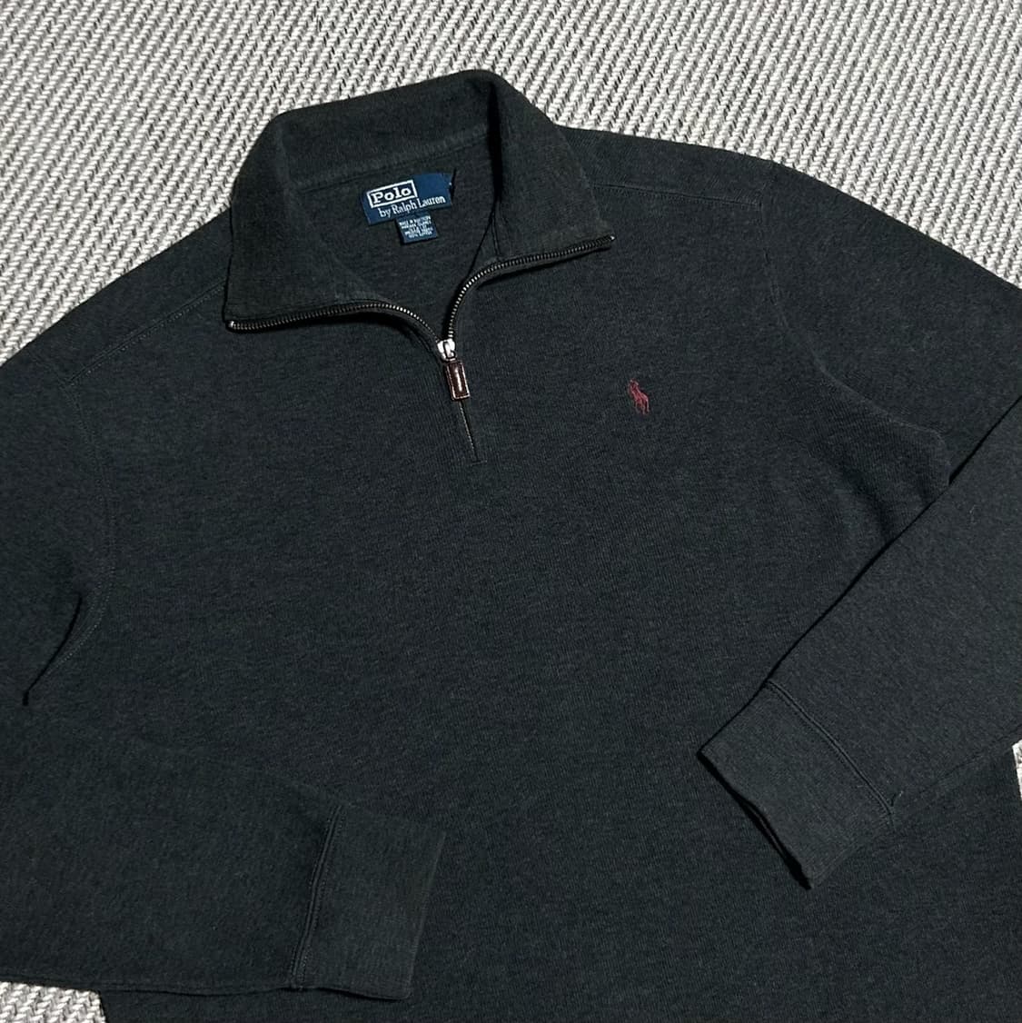 [L] Polo 폴로 랄프로렌 다크그레이 반집업 코튼 풀오버 맨투맨 상품이미지2