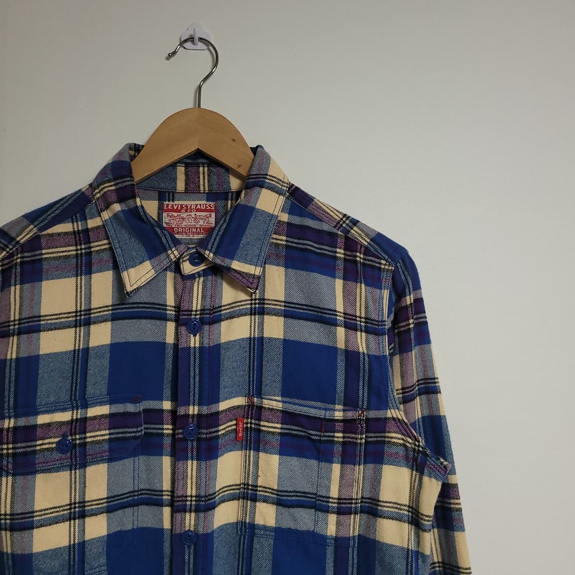 (M) LEVI'S 리바이스 블루 체크 셔츠 남방 간절기 상품이미지2