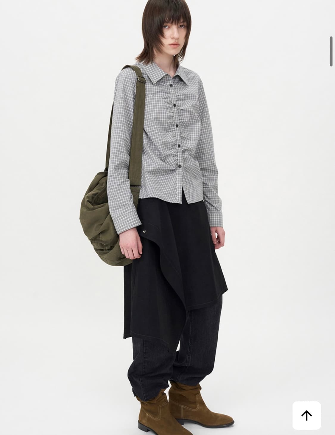 [인사일런스우먼] 셔링 체크 셔츠 상품이미지2