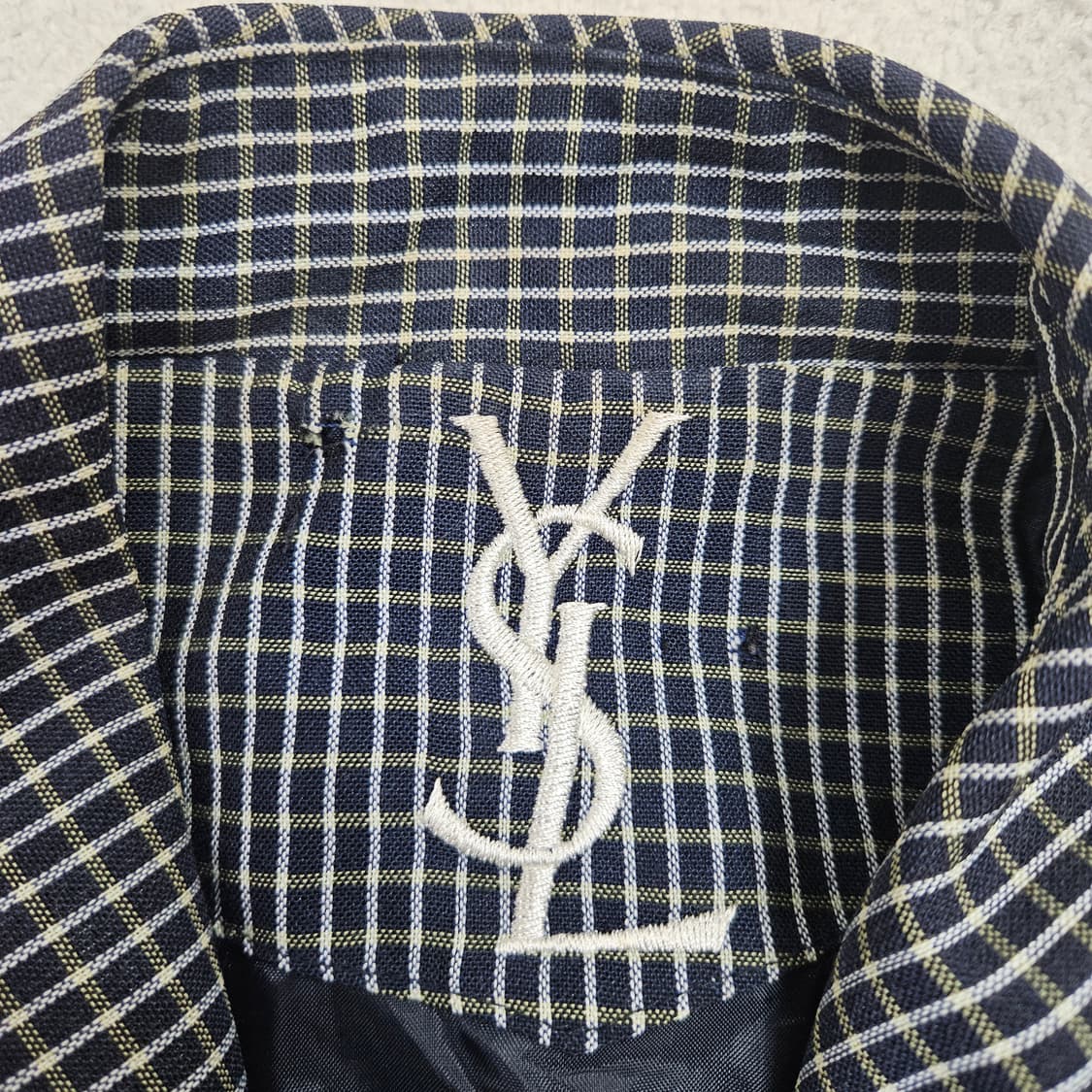 90s 입생로랑 체크 블루종 상품이미지5