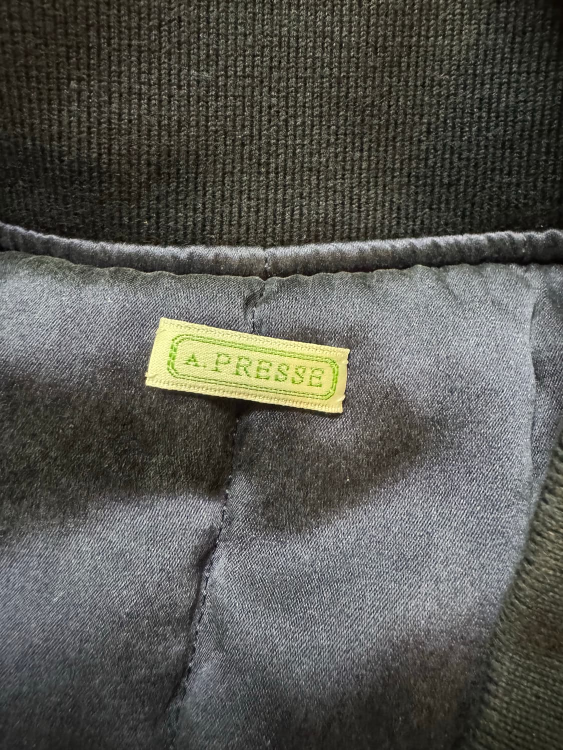 [3] A.presse 아프레쎄 빈티지 실크 비스코스 투어 자켓 네이비 상품이미지4