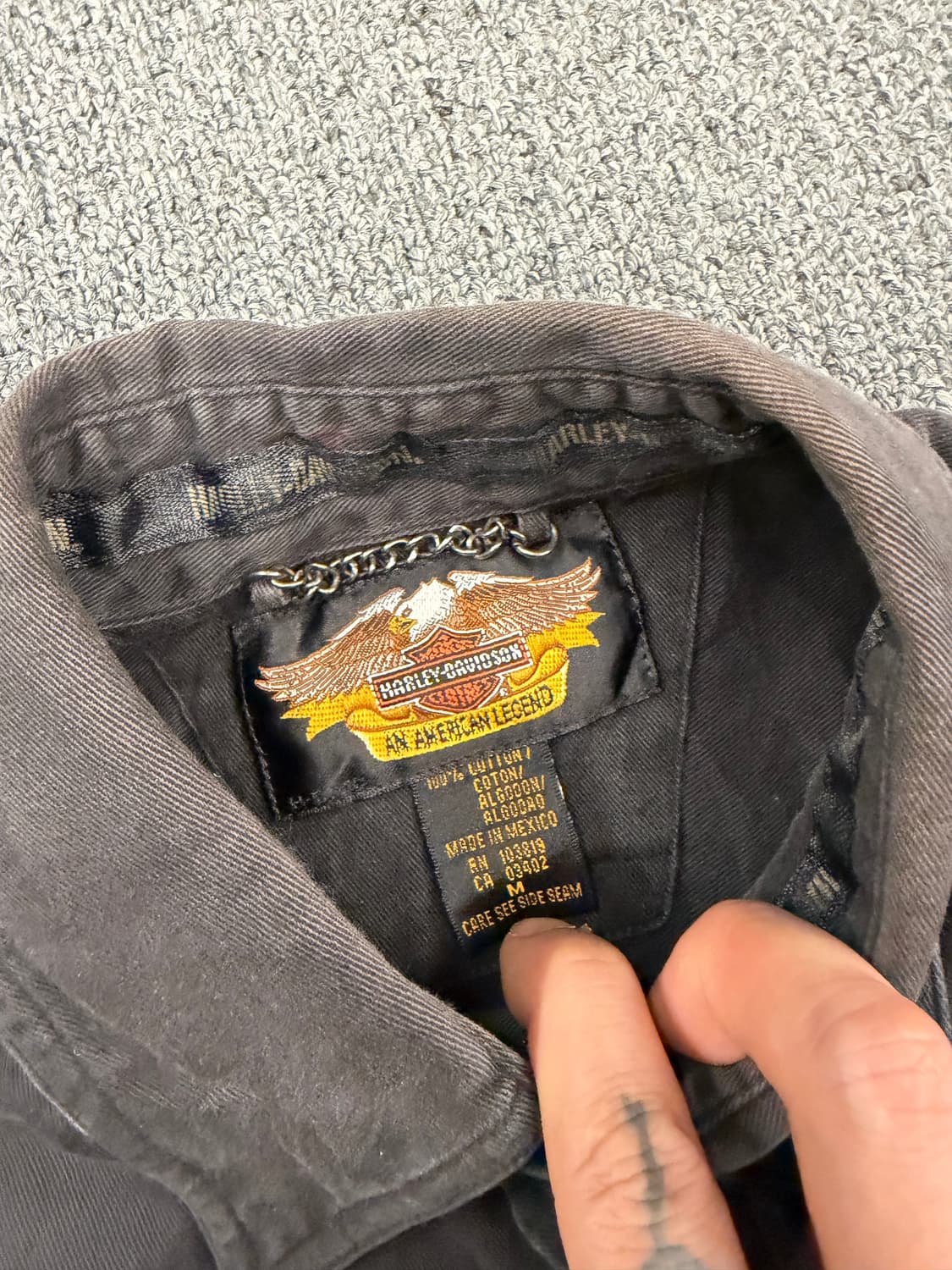 M)할리데이비슨 빈티지 로고패치 반팔 셔츠 상품이미지6