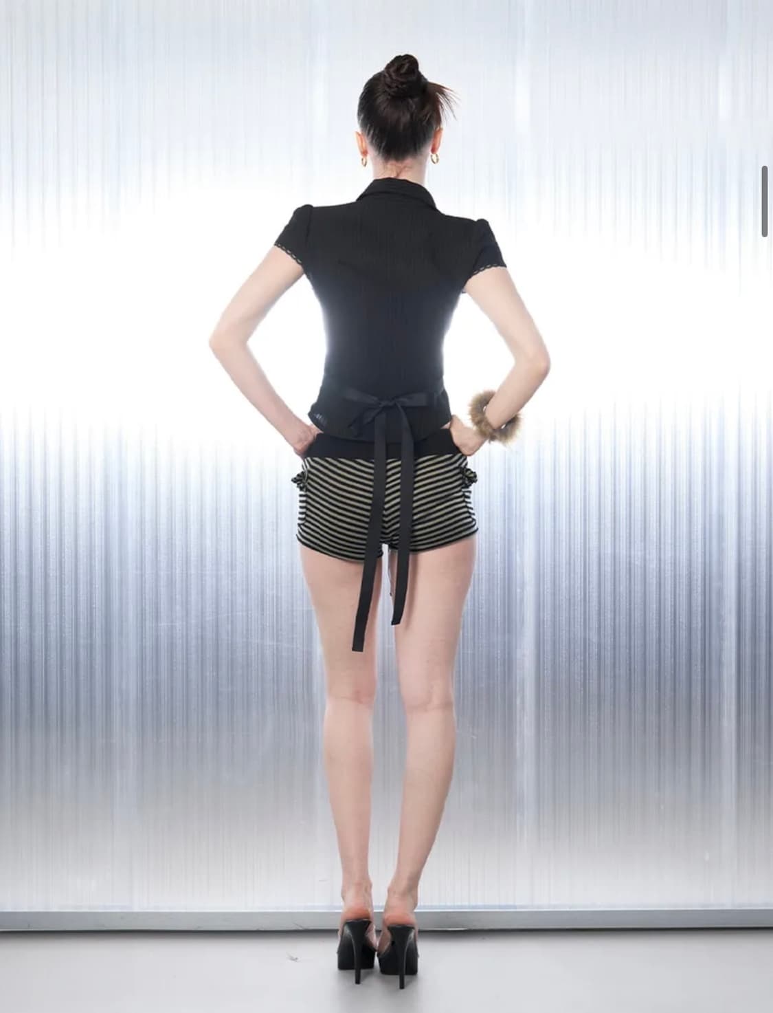 힐다 hillda 레이시 보우 셔츠 블랙 S 상품이미지4