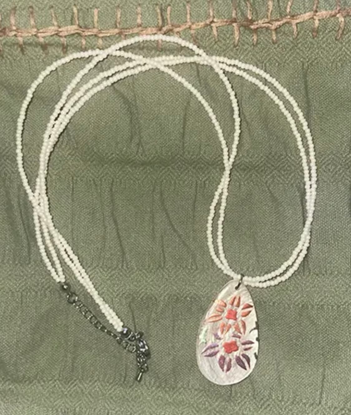 핸드메이드 꽃무늬 펜던트 비즈 목걸이 상품이미지3
