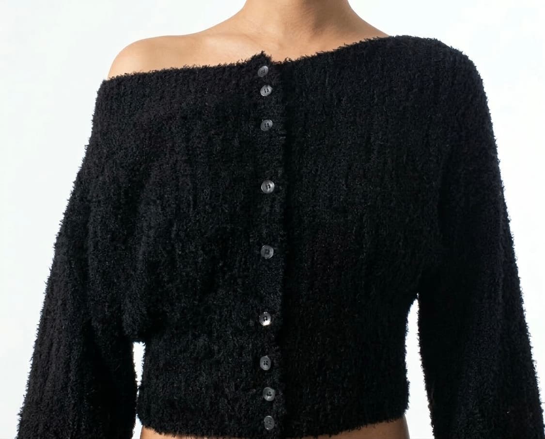 sinoon 퍼 오프숄더 가디건 상품이미지1